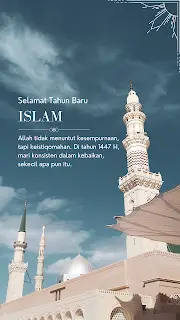 Template gratis Tahun Baru Hijriyah, inspirasi konten 2025, desain Instagram Story kreatif, download template WA Story.