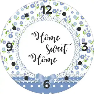 Desain Template Jam Home Sweet putih biru